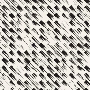 Vector seamless pattern with brush stripes and strokes. Black and white backg Stock Illustration