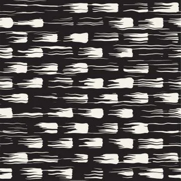 Vector seamless pattern with brush stripes and strokes. Black and white backg 스톡 일러스트