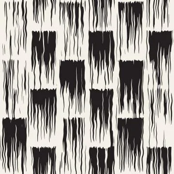 Vector seamless pattern with brush stripes and strokes. Black and white backg イラスト素材