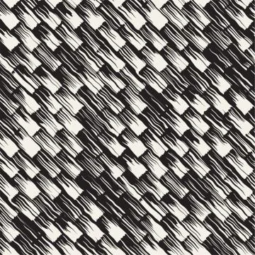 Vector seamless pattern with brush stripes and strokes. Black and white backg Stock Illustration