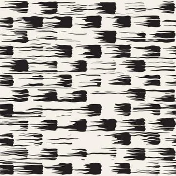 Vector seamless pattern with brush stripes and strokes. Black and white backg Illustrazione stock
