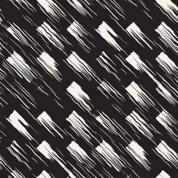 Vector seamless pattern with brush stripes and strokes. Black and white backg Illustrazione stock