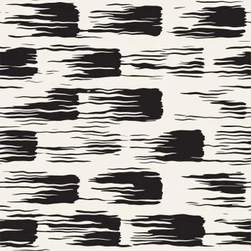 Vector seamless pattern with brush stripes and strokes. Black and white backg Illustrazione stock