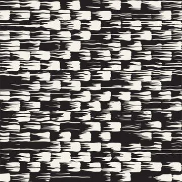 Vector seamless pattern with brush stripes and strokes. Black and white backg Illustrazione stock