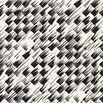 Vector seamless pattern with brush stripes and strokes. Black and white backg Stock Illustration