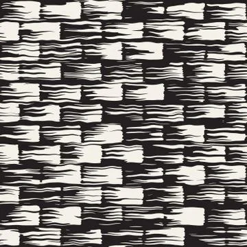 Vector seamless pattern with brush stripes and strokes. Black and white backg Illustrazione stock