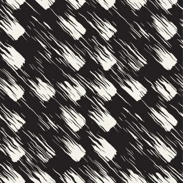 Vector seamless pattern with brush stripes and strokes. Black and white backg Stock Illustration