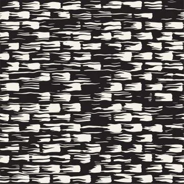 Vector seamless pattern with brush stripes and strokes. Black and white backg 스톡 일러스트