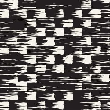 Vector seamless pattern with brush stripes and strokes. Black and white backg Illustrazione stock
