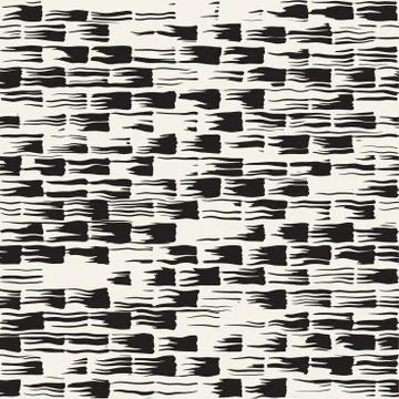 Vector seamless pattern with brush stripes and strokes. Black and white Stock Illustration