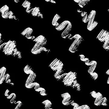 Vector seamless pattern with brush stripes and strokes. white on Black Stock Illustration