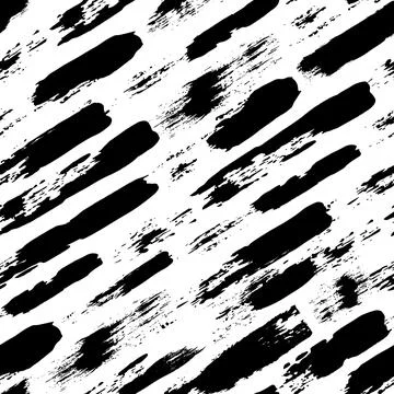 Vector seamless pattern with brush stripes and strokes. Black color on white Illustrazione stock