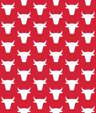 Vector seamless pattern of bull head silhouette Stock Illustration