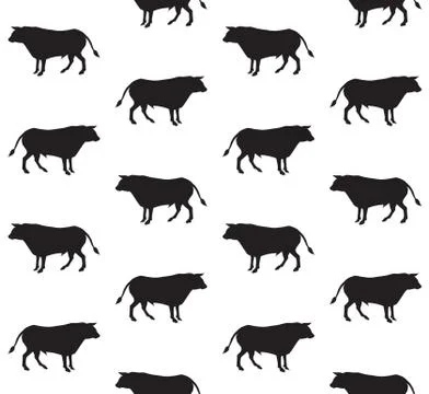 Vector seamless pattern of bull silhouette Stock Illustration