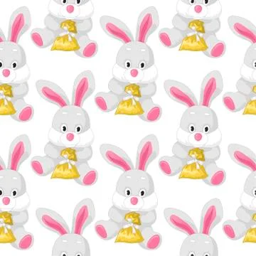 Vector seamless pattern with bunnies. Cute animal backdrop for textiles  Stock Illustration
