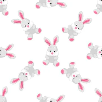 Vector seamless pattern with bunnies. Cute animal backdrop for textiles Stock Illustration