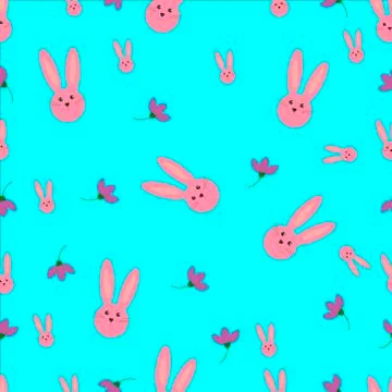 Vector seamless pattern with bunny and flowers イラスト素材