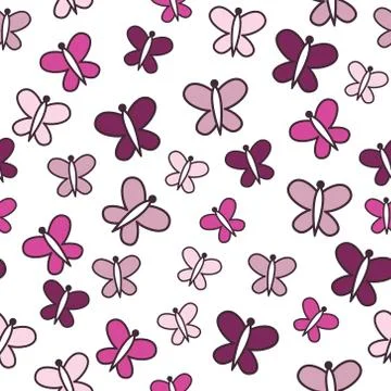 Vector seamless pattern with butterflies Stock Illustration