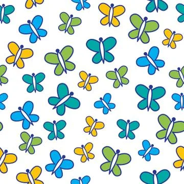 Vector seamless pattern with butterflies Stock Illustration