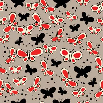 Vector seamless pattern with butterflies Stock Illustration