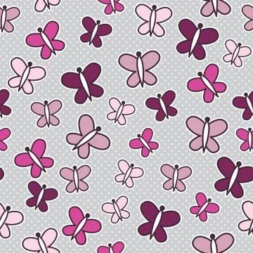 Vector seamless pattern with butterflies Stock Illustration