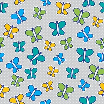 Vector seamless pattern with butterflies Stock Illustration