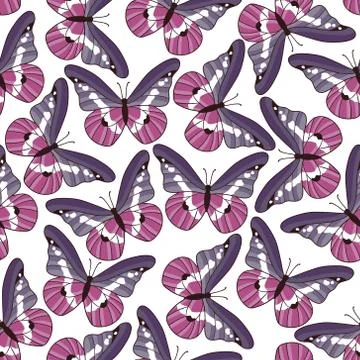 Vector seamless pattern with butterflies Stock Illustration