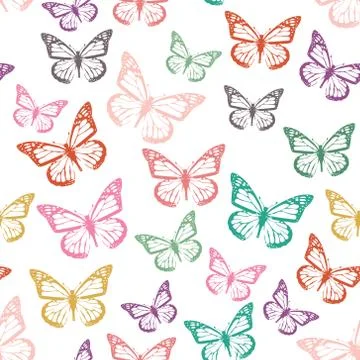 Vector seamless pattern with butterflies Stock Illustration