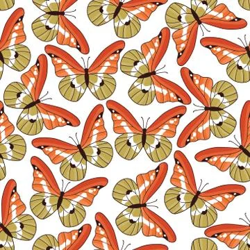 Vector seamless pattern with butterflies Stock Illustration