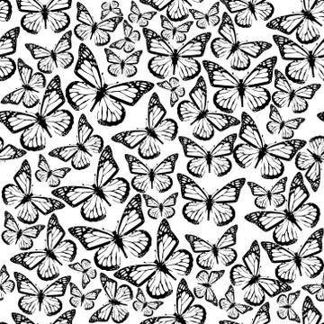 Vector seamless pattern with butterflies Stock Illustration