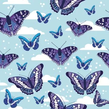 Vector seamless pattern with butterflies Stock Illustration