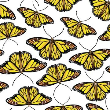 Vector seamless pattern with butterflies Stock Illustration