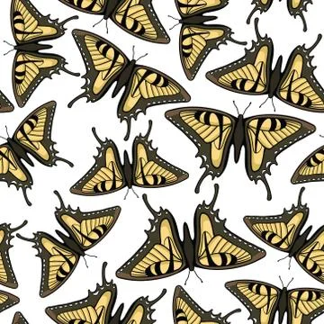 Vector seamless pattern with butterflies Stock Illustration