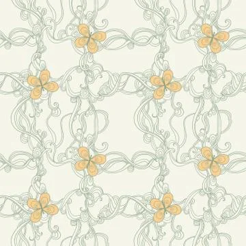 Vector seamless pattern with butterflies Stock Illustration