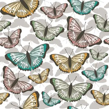 Vector seamless pattern with butterflies Stock Illustration