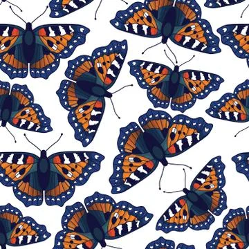 Vector seamless pattern with butterflies Stock Illustration