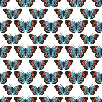 Vector seamless pattern with butterflies Stock Illustration