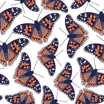 Vector seamless pattern with butterflies Stock Illustration