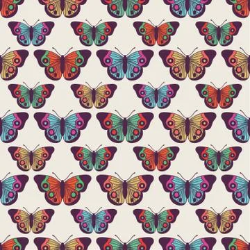 Vector seamless pattern with butterflies Stock Illustration