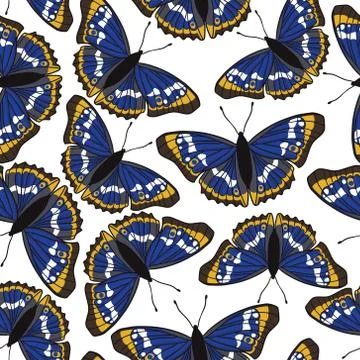 Vector seamless pattern with butterflies Stock Illustration