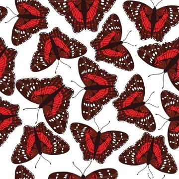 Vector seamless pattern with butterflies Stock Illustration
