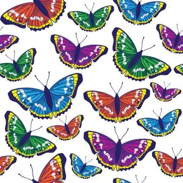 Vector seamless pattern with butterflies Stock Illustration