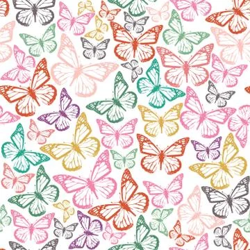 Vector seamless pattern with butterflies Stock Illustration