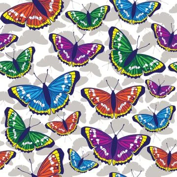 Vector seamless pattern with butterflies Stock Illustration