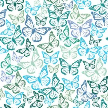 Vector seamless pattern with butterflies Stock Illustration