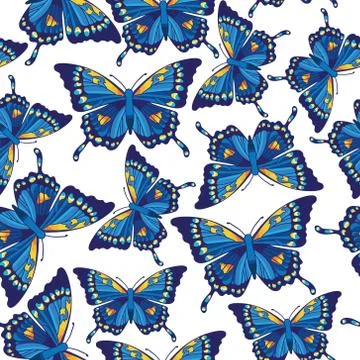 Vector seamless pattern with butterflies Stock Illustration