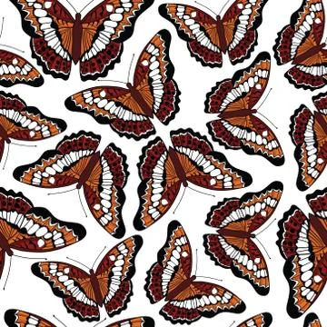 Vector seamless pattern with butterflies Stock Illustration