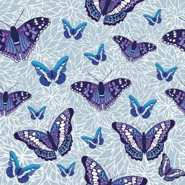 Vector seamless pattern with butterflies Stock Illustration