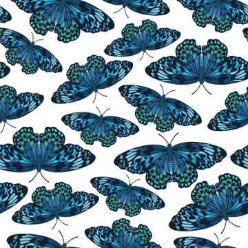 Vector seamless pattern with butterflies Stock Illustration