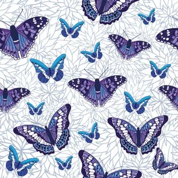 Vector seamless pattern with butterflies Stock Illustration